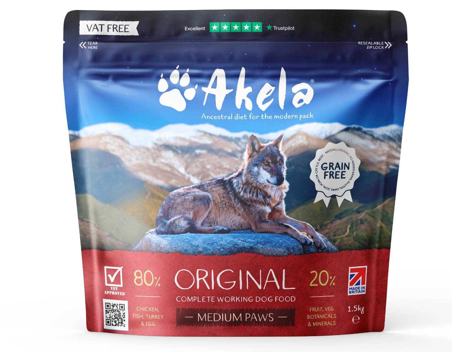 Akela 80:20 Original Complete Working Dog Food (NEW 15KG BAG SIZE)