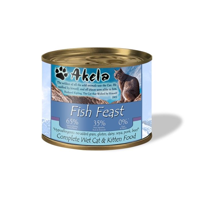 Akela Grain-Free Complete Wet Cat Food Fish Feast 190g