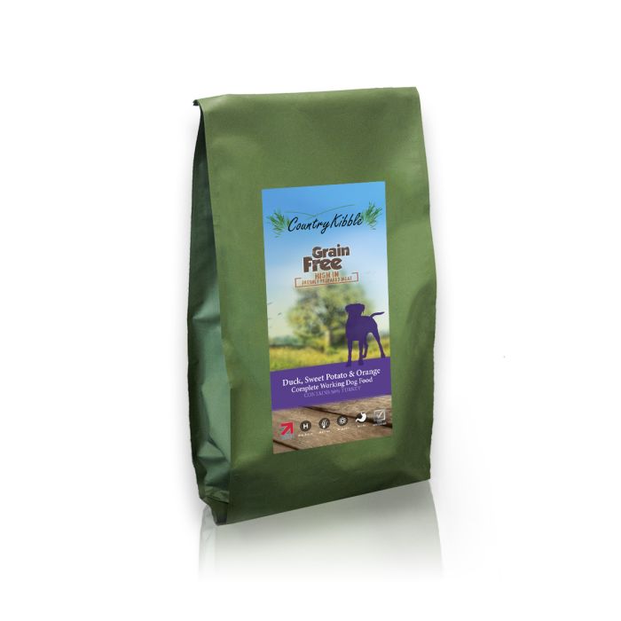Country Kibble Natural Grain-Free Working Dog Food Duck, Sweet Potato  Orange